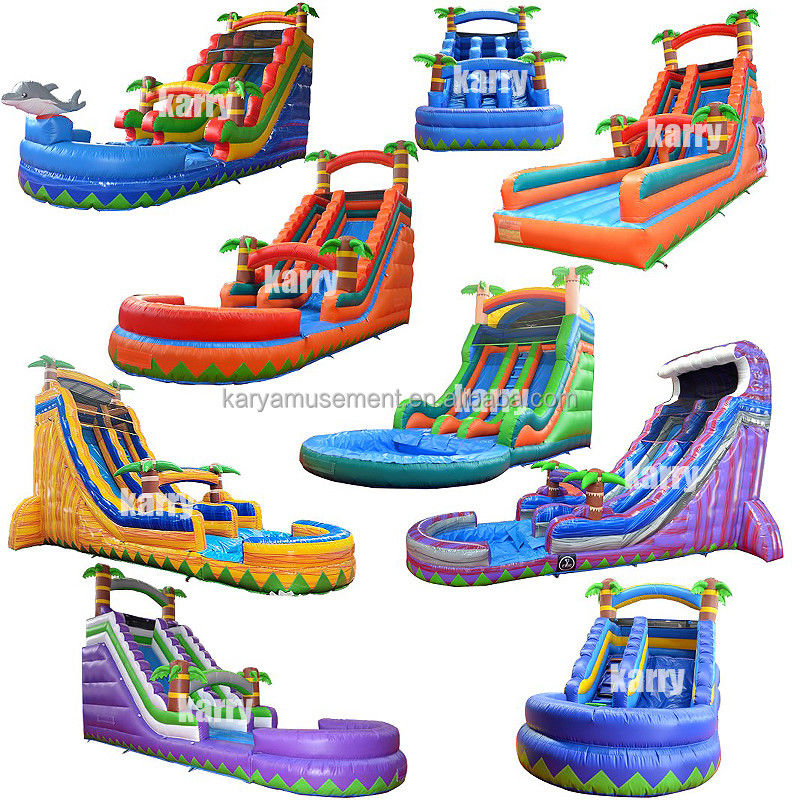 Tamanho personalizado Slide inflável de água de palmeira com crianças Jogar piscina saltar Slides de água de salto PVC melhor
