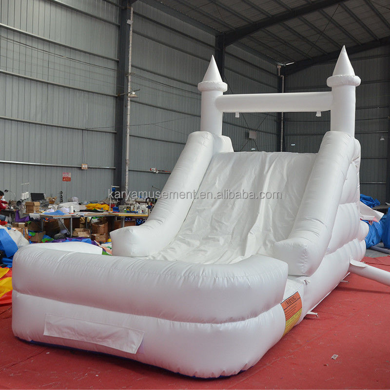 Slide de castelo inflável combinação de slide de gás branco com soprador C / E ou U / L padrão