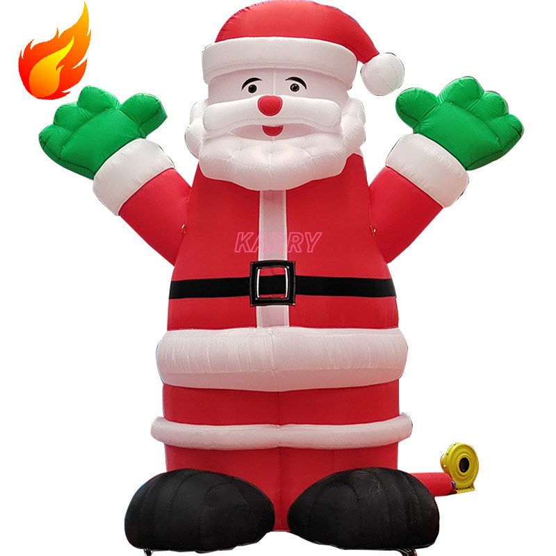 Festa de Natal Quente 4 metros de altura Pai Natal gigante inflável com características portáteis