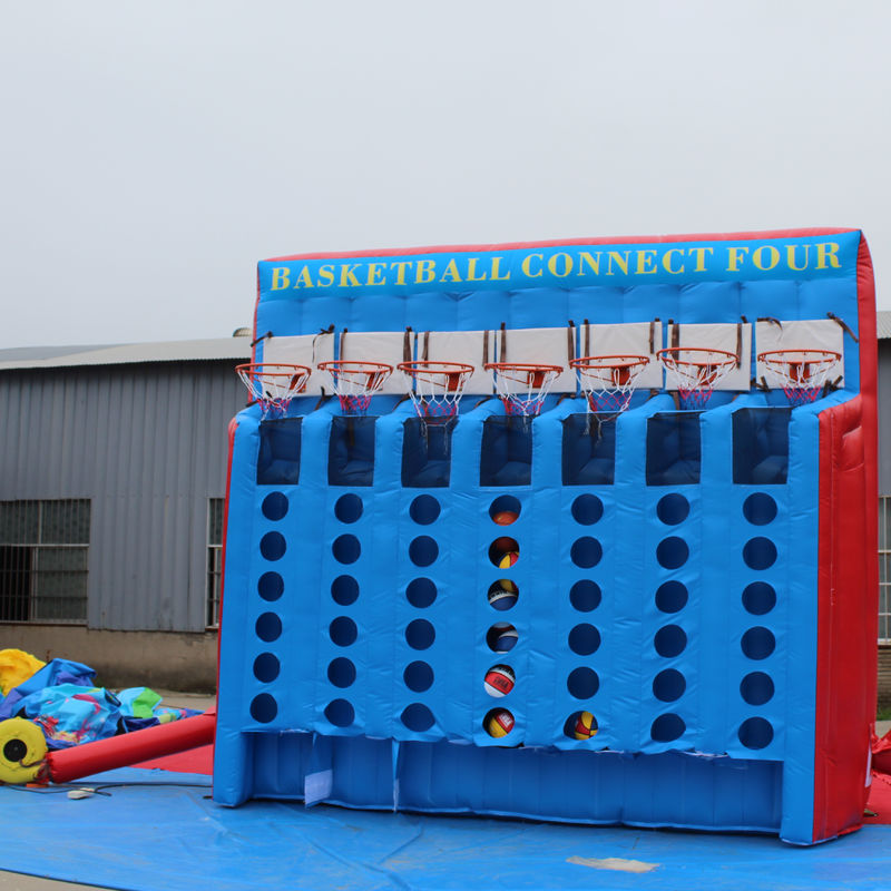 PVC Tarpaulin Connect 4 Inflatable Basketball Sport Game para diversão interativa de carnaval
