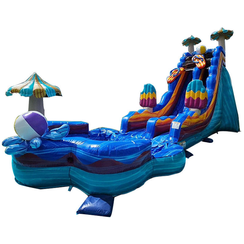 Estimulantes Jogos de Slides de Água de Cor do Oceano PVC Inflável com Grande Piscina em Forma de Flor