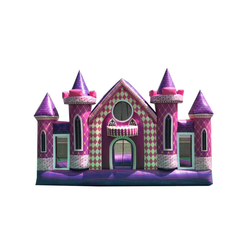 Área de Jogos ao Ar livre PVC personalizado inflável Rosa Castelo pano de fundo para aniversário / casamento festa