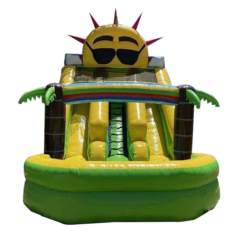 Brinquedos infláveis para crianças Outdoor Small Sun Bounce Slide com piscina e Dual Slip n' Slide