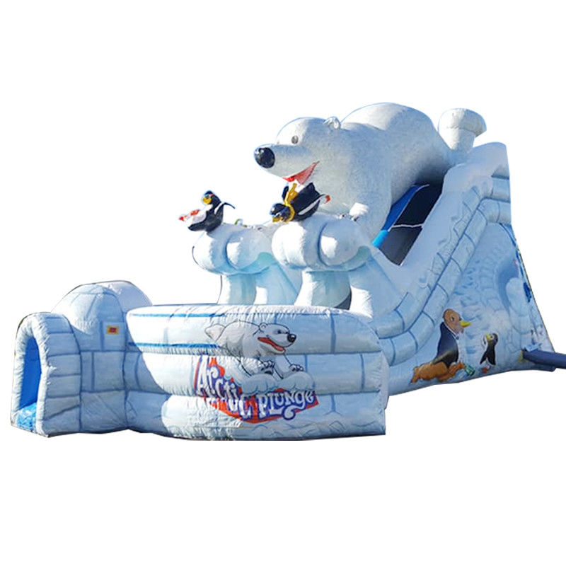 Indoor Commercial Huge Arctic Plunge Slide de água inflável com slide de ar de duas faixas