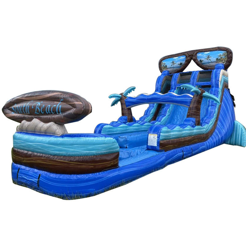Preparem-se para fazer um deslizamento de água inflável de 40 pés com piscina e enorme prancha de surf