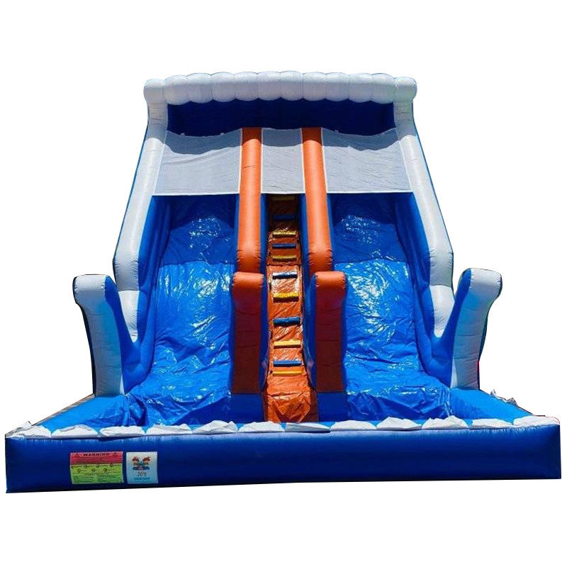 Equipamento de parque aquático inflável de cores personalizadas com piscina grande e dois slides largos