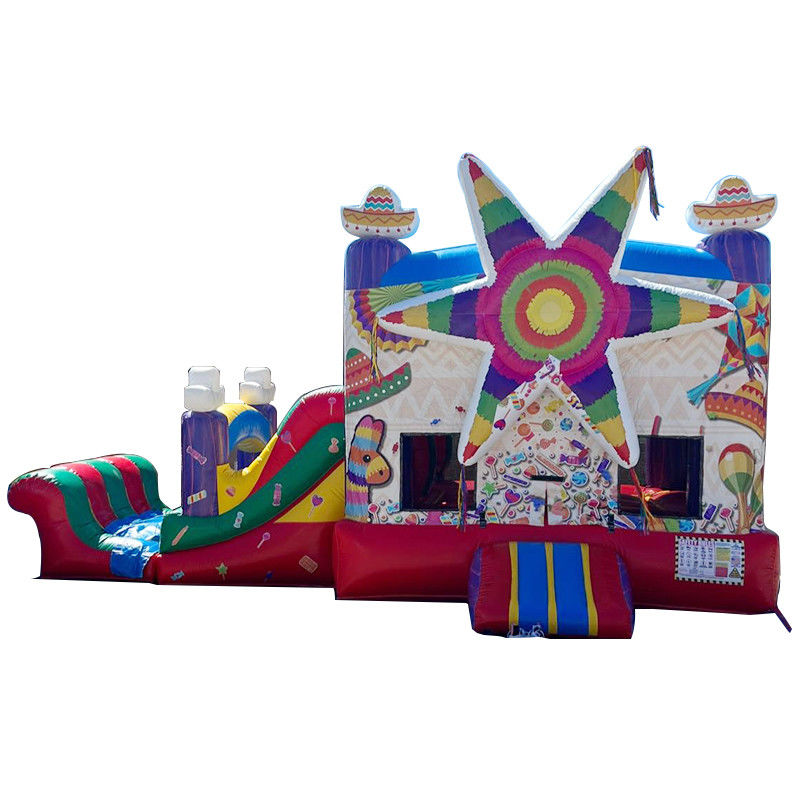 Via marítima Arco-íris de PVC comercial Big Star Red Bounce House Inflável com escorrega