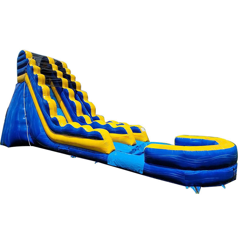 Slide de água inflável comercial de tamanho adulto com piscina em design de listras amarelas