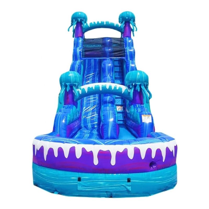 Equipamento de diversão de parque ao ar livre Slide de água inflável colorido de 36 pés com piscina
