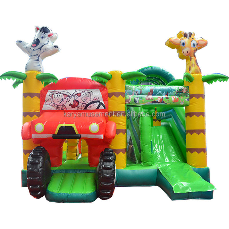 Wild Jungle Safari Castelo de Salto Inflavel Casa de Salto de Cor Personalizada com Slide