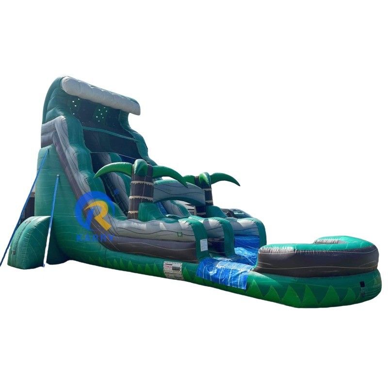 5-10 Passageiros PVC Slide de água inflável Padrões CE Blower Palmeira verde com piscina