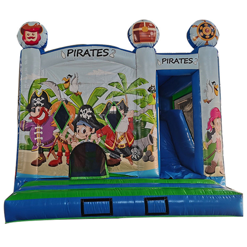 Cor personalizada Comércio de PVC Pirata tema inflável Castelo salto com deslizamento seco