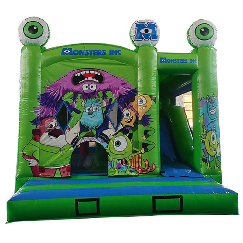 Monsters Inc. Casa de salto inflável com deslizamento seco e pequenos obstáculos