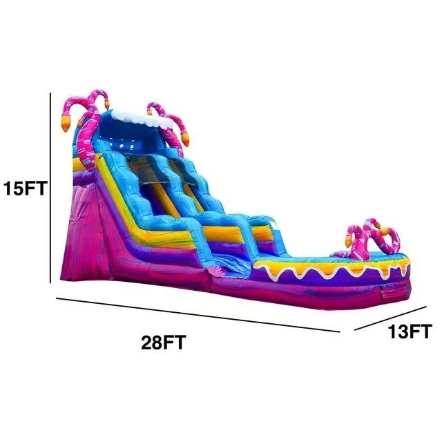 Unisex 28ft deslizamento de água inflável com piscina e sopro húmido / seco casa de salto combo