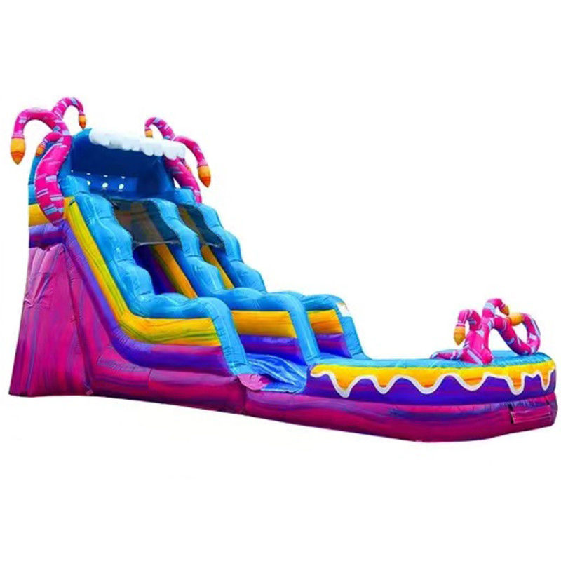Deslizamento de água de qualidade comercial inflável com piscina personalizada de cor e tamanho