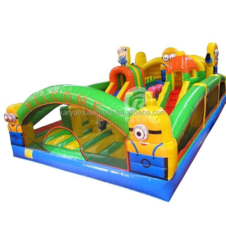 Acessórios de sopradores de ar Minions infláveis Fun City Castelo de saltos para o tempo de brincadeira das crianças