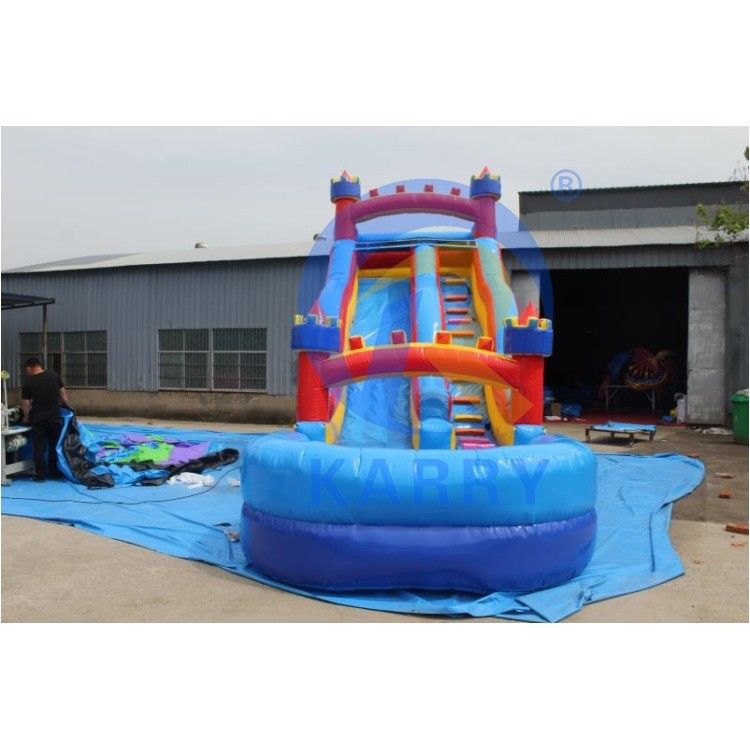 Indoor Red and Blue Kids Water Park Slide inflável de jogos com logotipo de impressão digital
