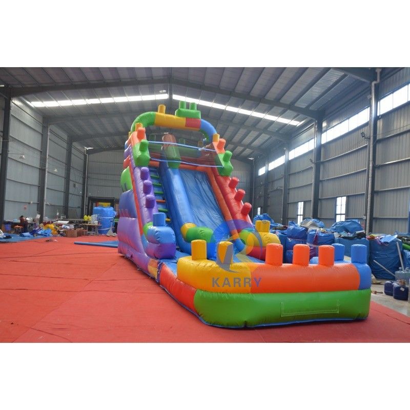 16' Blocos de construção húmido/seco Slide de água inflável Casa de salto Combinação para brincar em família