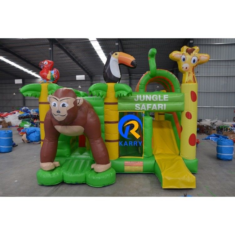 Unisex Portavel Animal Paraíso inflável casa de salto com deslizamento molhado seco pesado sopro incluído