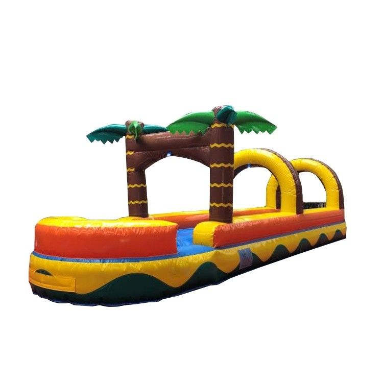 0.55mm PVC Tarpaulin Flat Slide Palm Tree Commercial Slide de água inflável para adultos