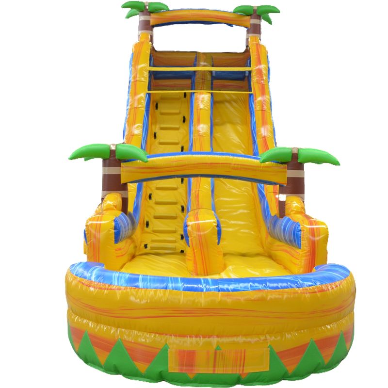 Ocasião comercial Palmeira multicolorida Slide de água inflável com piscina pequena