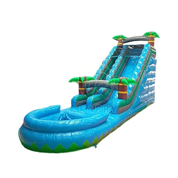 Piscina de escorrega de água inflável com tema de palmeira com material de PVC