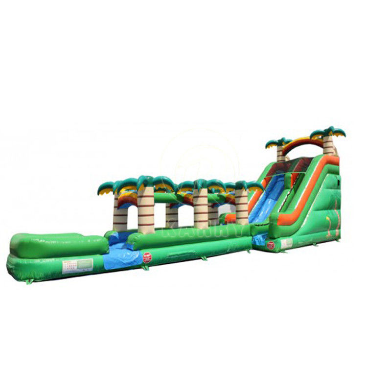 PVC Palm Tree Backyard Long Slide Slide de água inflável para 5-10 passageiros Festa divertida