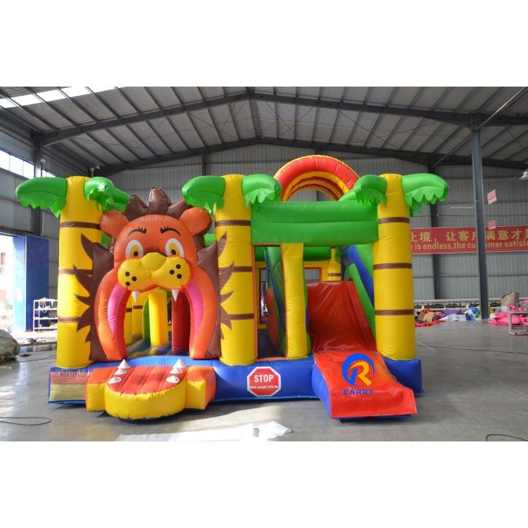 Customize aceito Leão de desenhos animados PVC inflável Slide Slide Combo para brincar com crianças