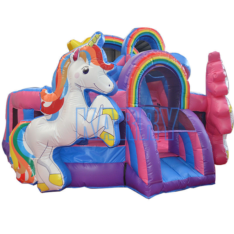 Padrões CE Double Unicorn Inflatable Castle Bounce House para crianças Parque de diversões ao ar livre