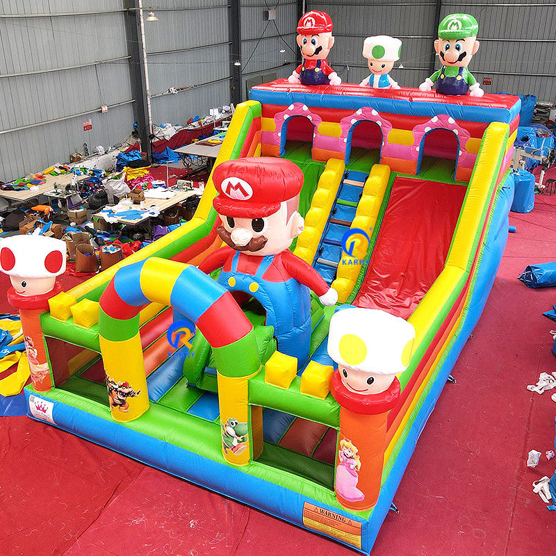 EN71/CE Certificado Parque temático inflável Mario Slide de casa de segurança para crianças e adultos