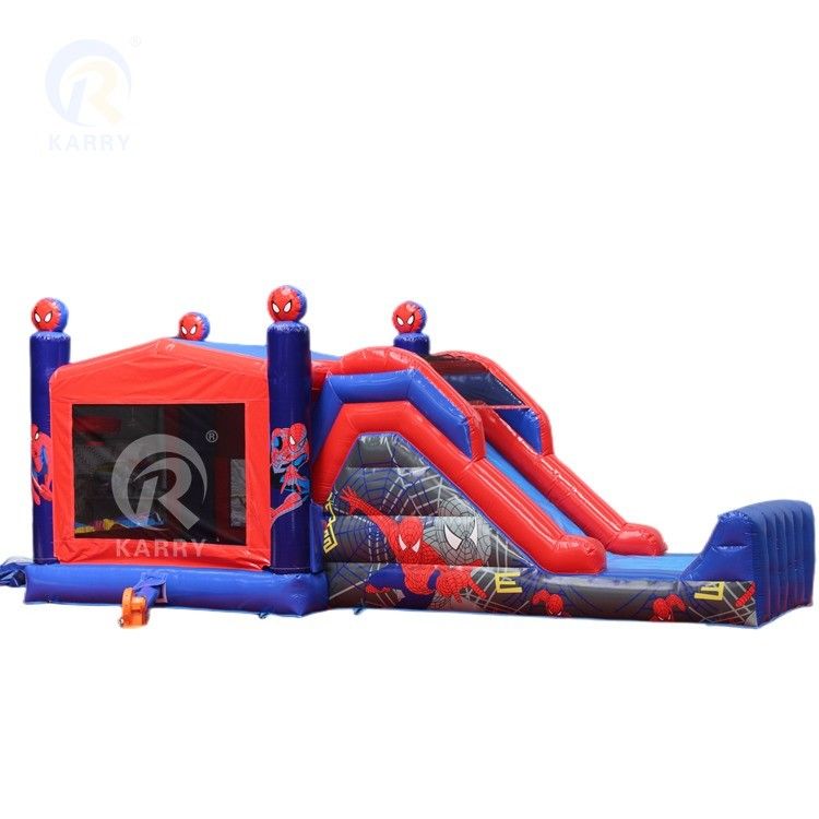 Castelo de salto inflável de cores personalizadas Homem-Aranha Castelo de salto com combinação de slide
