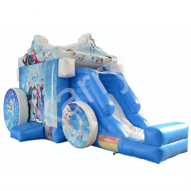 14 anos de carro congelado inflável casa de salto com slide desenho animado popular castelo de salto