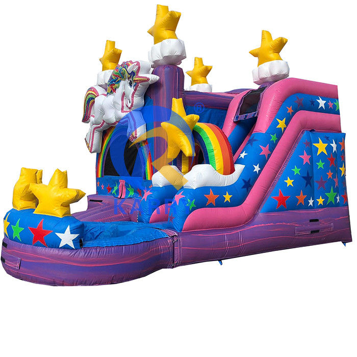 Tamanho personalizado Casas infláveis Casa de salto Slide de água com Rainbow Unicorn Design
