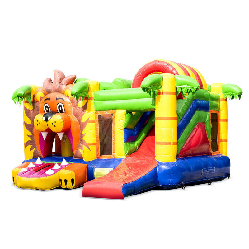 14 Anos Unisex Inflável Outdoor Jungle Lion Bouncer com Slide e Jumping Castle