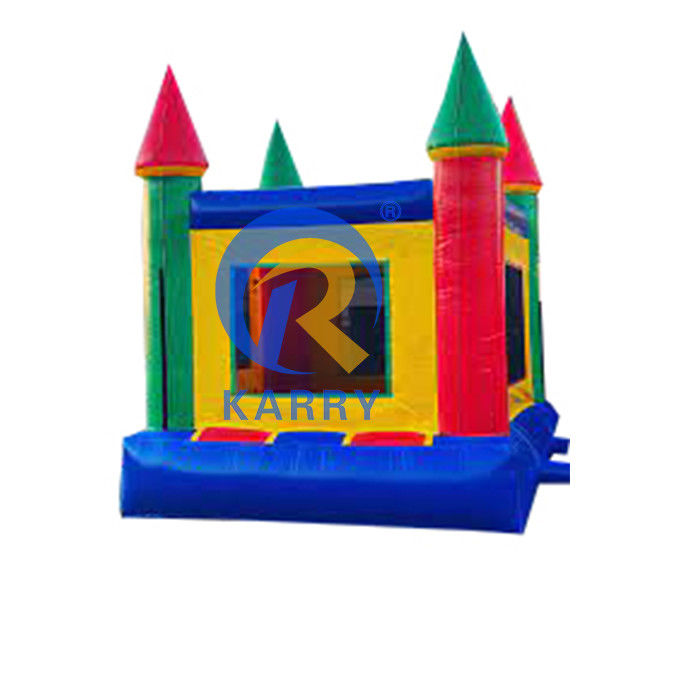 Cores personalizadas Salto inflável Casa de salto Castelo com anel de basquete Verde Azul