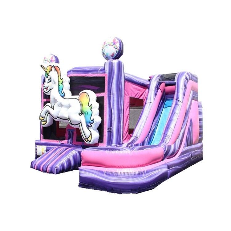 5x5m inflável Rainbow Unicorn Bouncy Castle Slide Combo Coleção de cores personalizadas