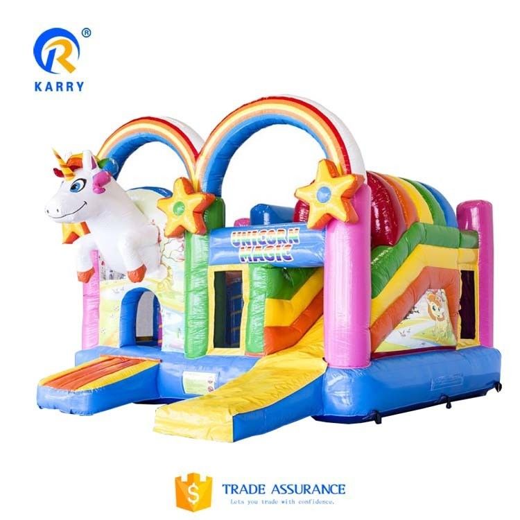 Unisex PORTABLE Rainbow Unicorns Castelo Salto Salteador Slide Combo em Cor do Arco-íris