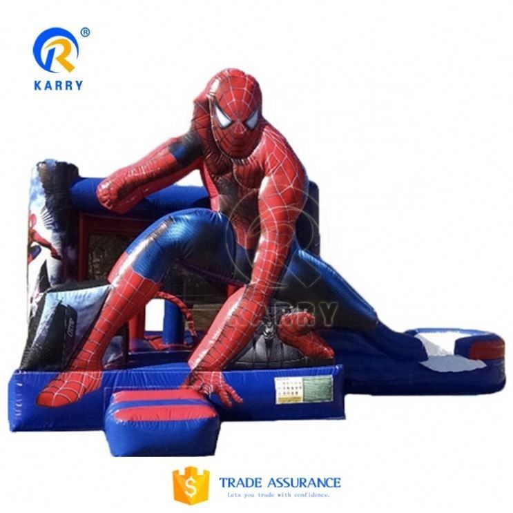 Parque de Jogos Inflável Homem-Aranha Casa de Salto Combo Slide para Crianças e Adultos